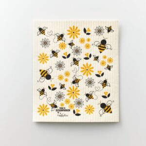 Bloemen en bijen vaatdoek