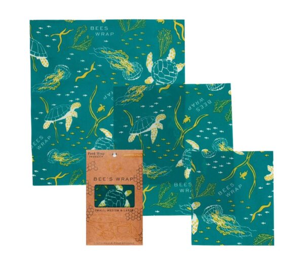 Bee’s wrap® oceaan print set van 3