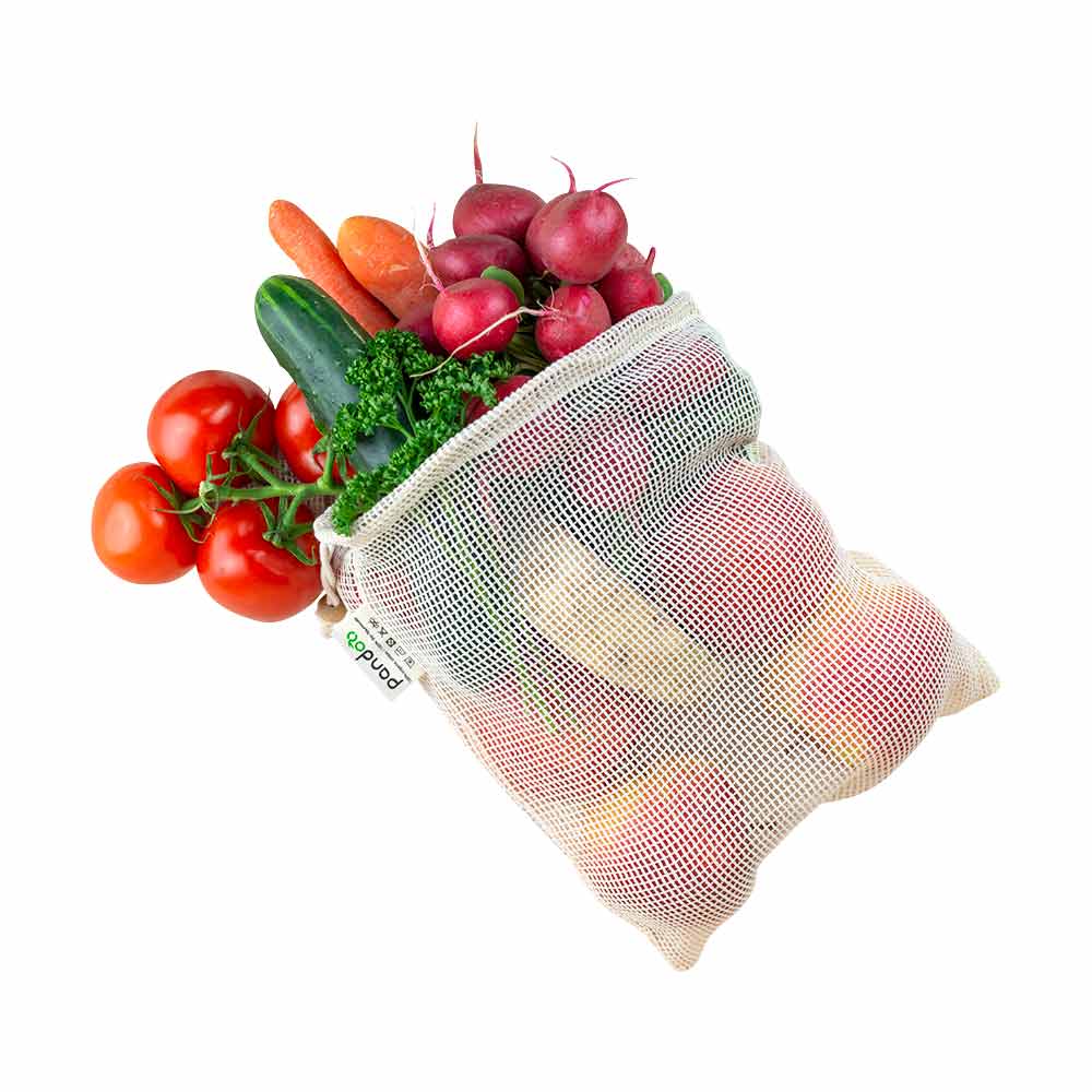 Supermarkt groente zak van katoen