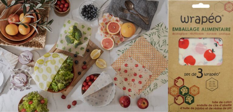 Wrapeo set van 3 bijenwasdoeken SML fruitmotief