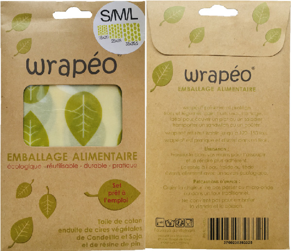Wrapeo set van 3 vegan doeken SML